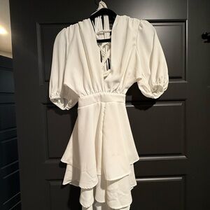 Altar'd State White Scout Romper with Criss Cross Back